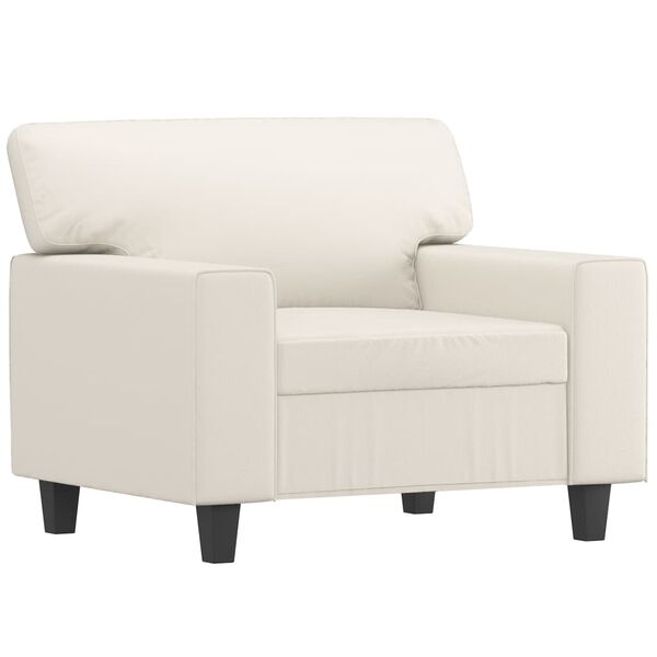 vidaXL 3-tlg. Sofagarnitur mit Kissen Creme Kunstleder