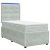 vidaXL LED Boxspringbett mit Matratze Hellgrau 90 x 190 cm Samt