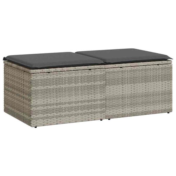 vidaXL 2-tlg. Garten-Sofagarnitur mit Kissen Hellgrau Poly Rattan