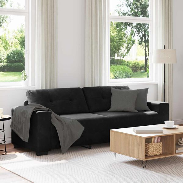 vidaXL Sofa 3 pcs Dunkelgrau Leinenmischgewebe