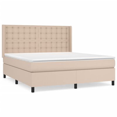 vidaXL Boxspringbett Matratze Cappuccino-Braun 160x200 cm Kunstleder