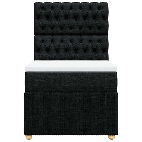 vidaXL Boxspringbett mit Matratze Schwarz 90x200 cm Stoff