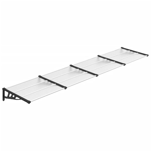 vidaXL T&uuml;rvordach Schwarz und Transparent 396x90 cm Polycarbonat