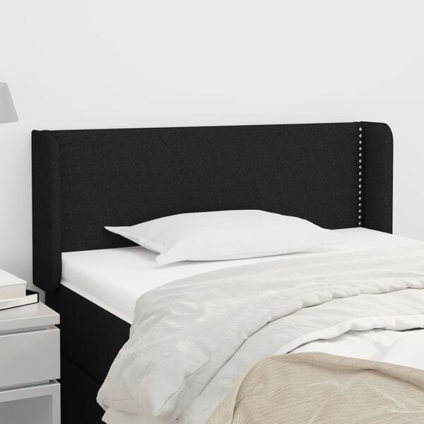 vidaXL Kopfteil mit Ohren Schwarz 83x16x78/88 cm Stoff