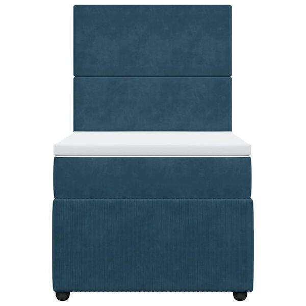 vidaXL Boxspringbett mit Matratze Dunkelblau 90x200 cm Samt