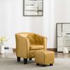 vidaXL Sessel mit Fu&szlig;hocker Gl&auml;nzendes Golden Kunstleder