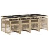 vidaXL 9-tlg. Garten-Essgruppe mit Kissen Beigemischung Poly Rattan