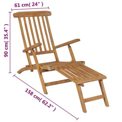 vidaXL Liegestuhl mit Fußteil Teak