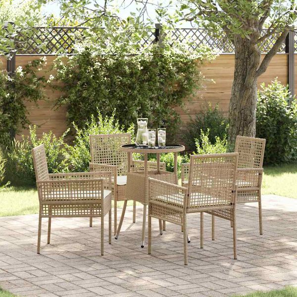 vidaXL Garten Essgruppe 5 pcs Beige Poly Rattan