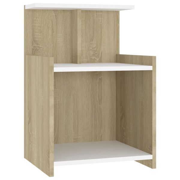 vidaXL Nachttisch Wei&szlig; und Sonoma-Eiche 40x35x60 cm Holzwerkstoff