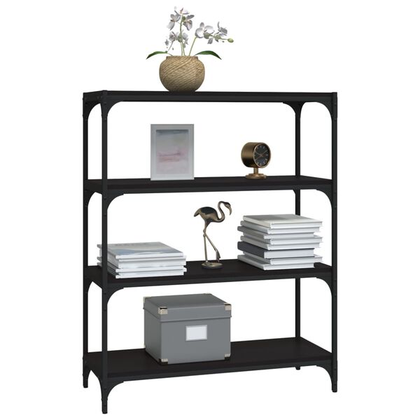 vidaXL Bücherregal Schwarz 80x33x100 cm Holzwerkstoff und Stahl