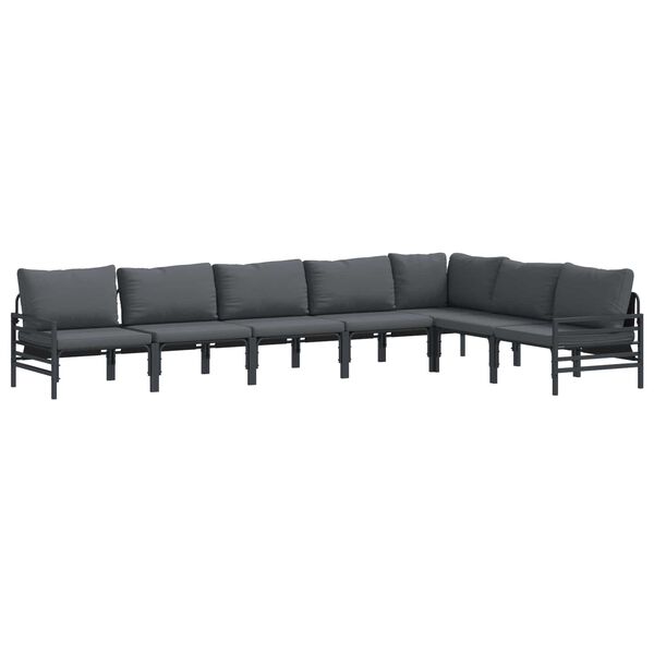 vidaXL Gartensofa-set mit Kissen 7 pcs Schwarz Stahl