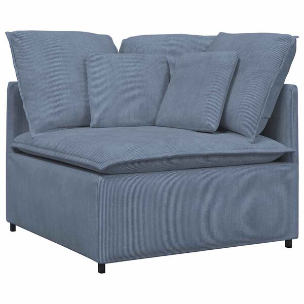 vidaXL Modulares Sofa mit Kissen Cordstoff Blau