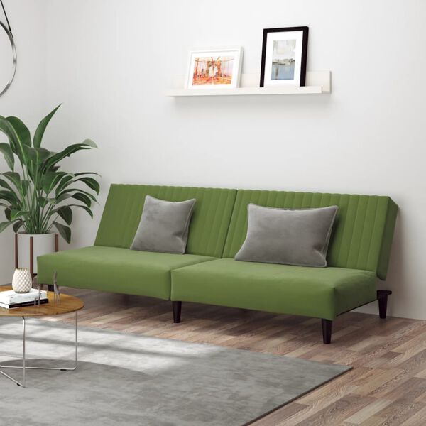 vidaXL Schlafsofa 2-Sitzer Hellgr&uuml;n Samt