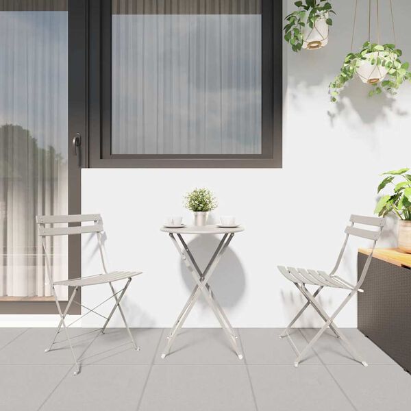 vidaXL Gartenklappstuhl 2 pcs Beige 42 x 46 x 82cm Metall