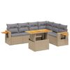 vidaXL 7-tlg. Garten-Sofagarnitur mit Kissen Beige Poly Rattan