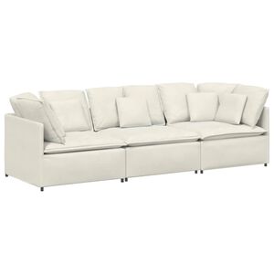 vidaXL Modulares Sofa mit Kissen Samt Cream