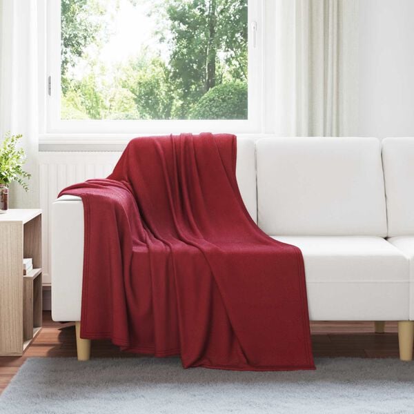 vidaXL &Uuml;berwurfdecke Bordeauxrot 170 x 130 cm Fleece