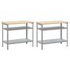 vidaXL Werkbank-Set mit Regal 2 pcs Grau 200 x 55 x 85 cm Stahl