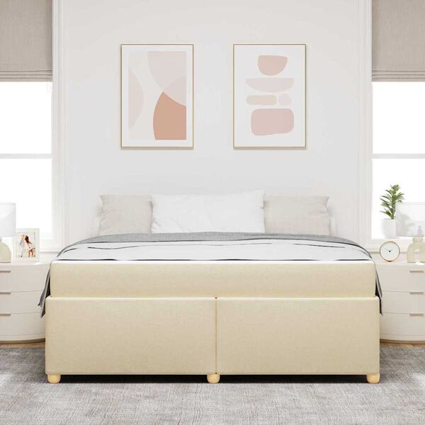 vidaXL Bettrahmen mit Matratze Creme 180 x 200 cm Stoff