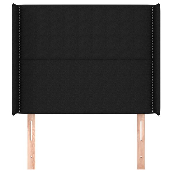 vidaXL Kopfteil mit Ohren Schwarz 93x16x118/128 cm Stoff
