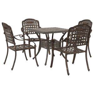 vidaXL Gartentisch Set 5 pcs Bronze Gussaluminium