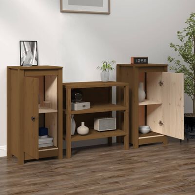 vidaXL Sideboards 2 Stk. Honigbraun 40x35x80 cm Massivholz Kiefer