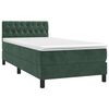 vidaXL Boxspringbett mit Matratze Dunkelgr&uuml;n 100x200 cm Samt