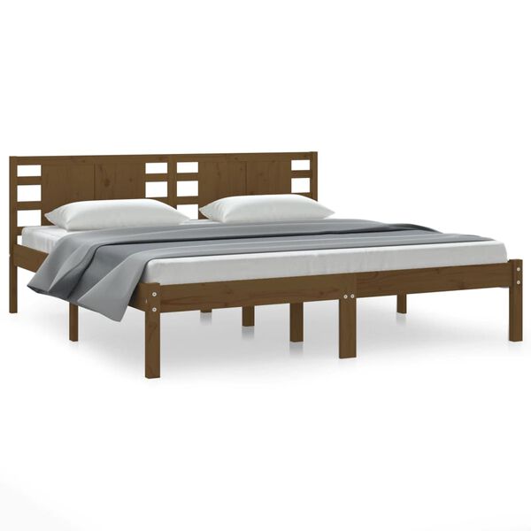 vidaXL Massivholzbett Honigbraun Kiefer 200x200 cm