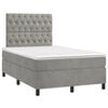 vidaXL Boxspringbett mit Matratze & LED Hellgrau 120x190 cm Samt