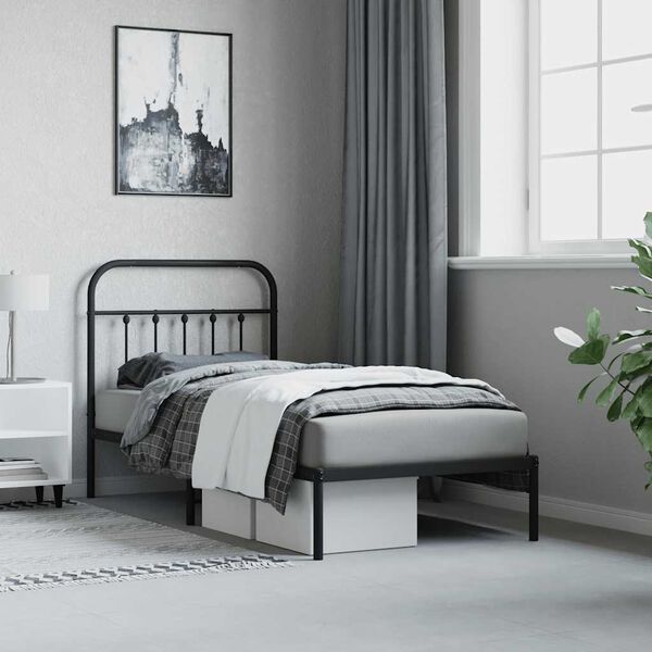 vidaXL Bettgestell mit Kopfteil Metall Schwarz 90x190 cm
