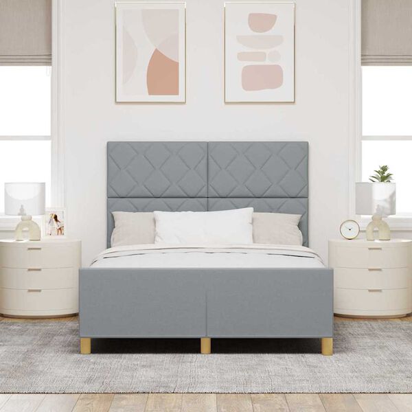 vidaXL Bettgestell mit Kopfteil Hellgrau 160 x 200 cm Stoff