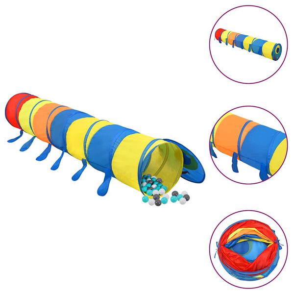 vidaXL Spieltunnel mit 250 B&auml;llen Mehrfarbig 245 cm Polyester