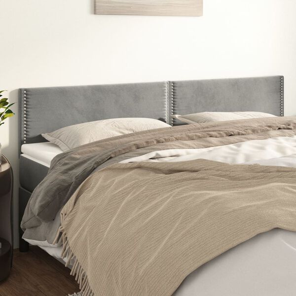 vidaXL Kopfteile Hellgrau 160x5x78/88 cm Samt