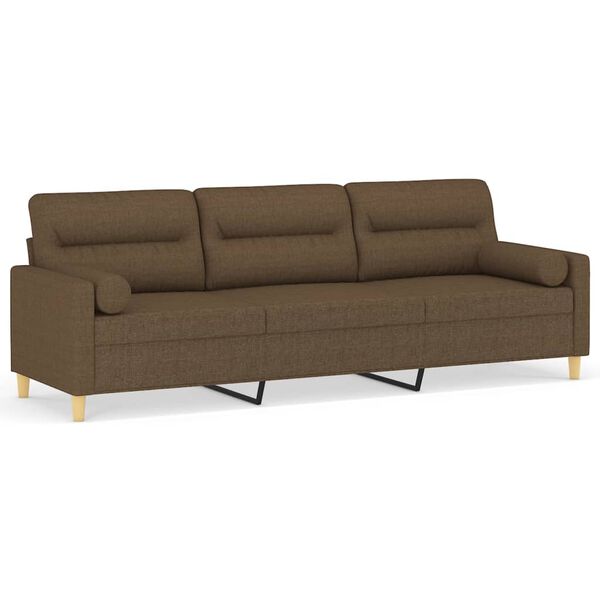 vidaXL 3-Sitzer-Sofa mit Kissen Braun 210 cm Stoff