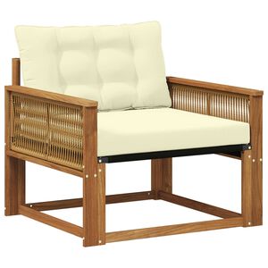 vidaXL Outdoor Mittelsofa Massives Akazienholz und Textilene Natur