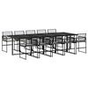 vidaXL 11-tlg. Garten-Essgruppe mit Kissen Schwarz Poly Rattan