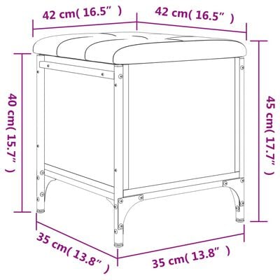 vidaXL Sitzbank mit Stauraum Räuchereiche 42x42x45 cm Holzwerkstoff