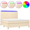 vidaXL Boxspringbett mit Matratze & LED Creme 180x200 cm Stoff