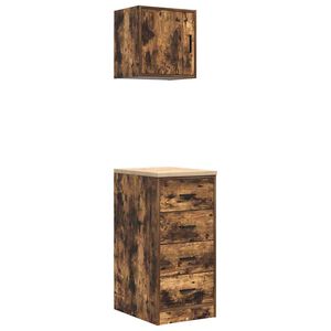 vidaXL Garagenschr&auml;nke 2 Stk. R&auml;uchereiche Holzwerkstoff