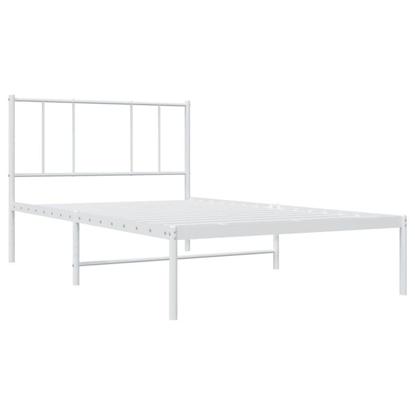 vidaXL Metallbett ohne Matratze mit Kopfteil Wei&szlig; 75x190 cm