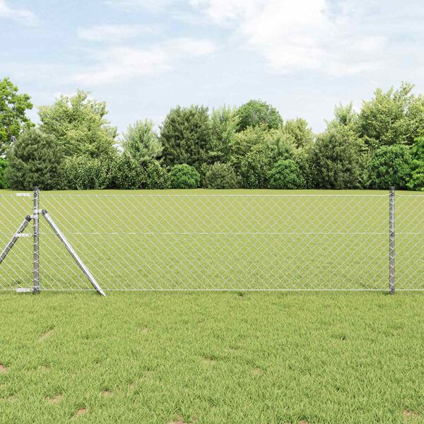vidaXL Kettenzaun Silber 10 x 0,8 m Verzinkter Stahl
