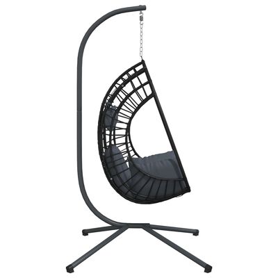 vidaXL Hängesessel Ei-Design mit Ständer Anthrazit Rattan und Stahl