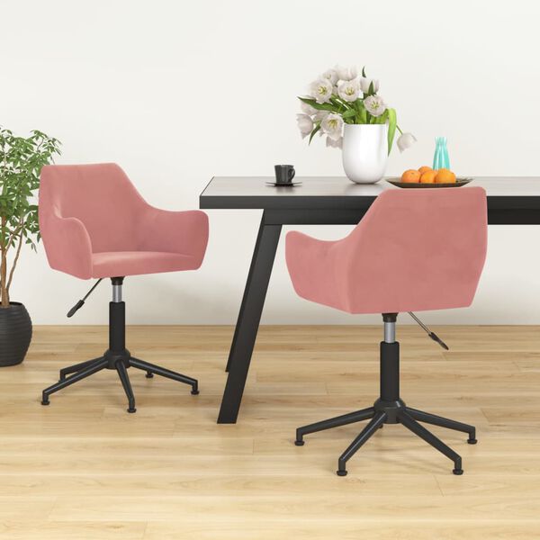 vidaXL Esszimmerstuhl Drehbar Rosa Samt