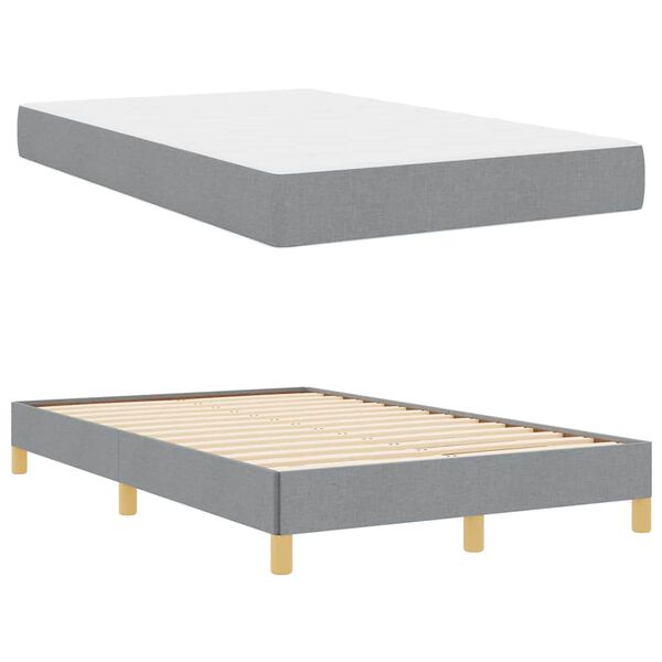 vidaXL Boxspringbett mit Matratze Hellgrau 120 x 190 cm Stoff