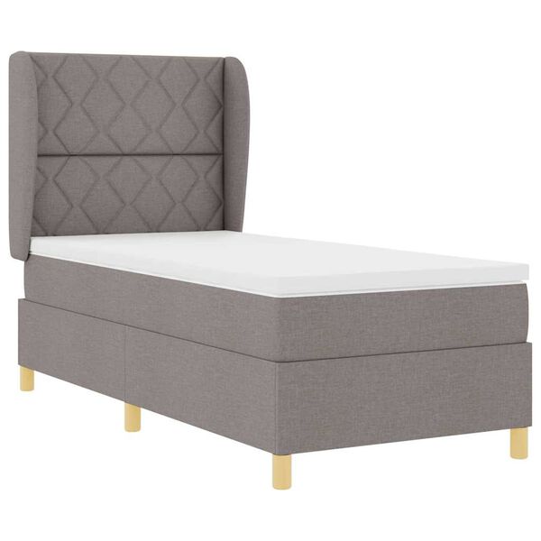vidaXL Boxspringbett mit Matratze Dunkelgrau 90x190 cm Taupe