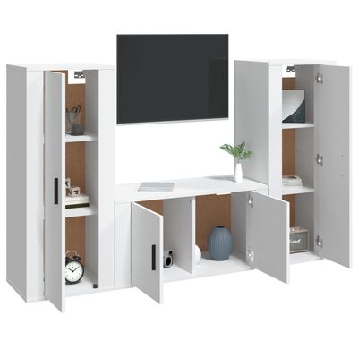 vidaXL 3-tlg. TV-Schrank-Set Weiß Holzwerkstoff