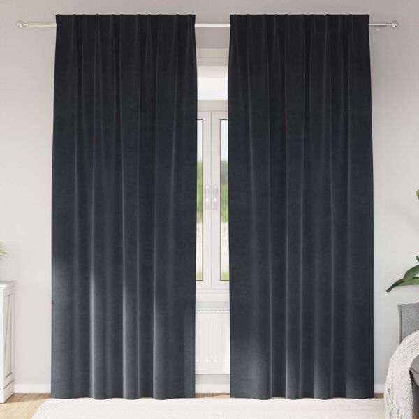 vidaXL Verdunkelungsvorh&auml;nge 2 pcs Dunkelgrau 140 x 260 cm Samt