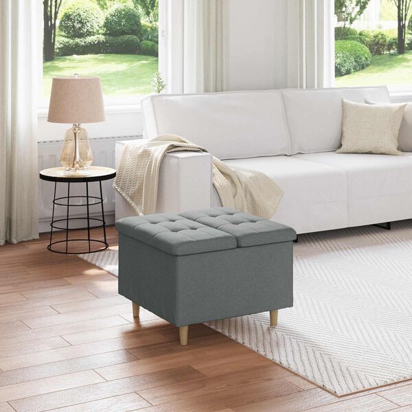 vidaXL Knopf Hocker mit Kissen Dunkelgrau 60 x 60 x 45 cm Stoff