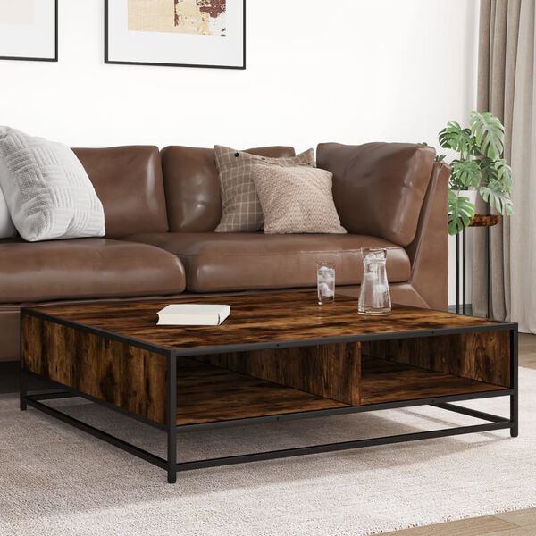vidaXL Couchtisch R&auml;uchereiche 100x100x30 cm Holzwerkstoff und Metall